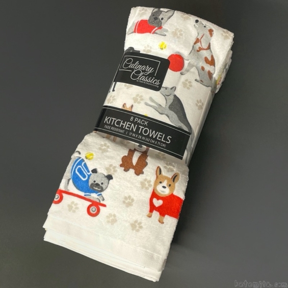 コストコの『クリナリークラシック キッチンタオル 8枚パック ドッグ パーク』が犬デザインで可愛い！ 買てみた