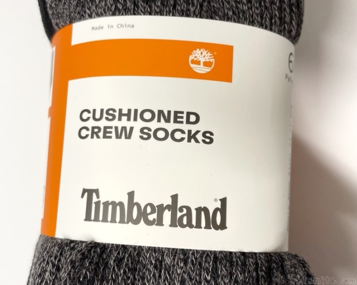 コストコの『Timberland メンズ クルーソックス6足組』が黒色とグレーの2色のクルー丈！ 買てみた